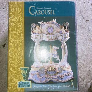 Vtg Classic Treasures Music Box Musical Carousel Animated Horse The Entertainer